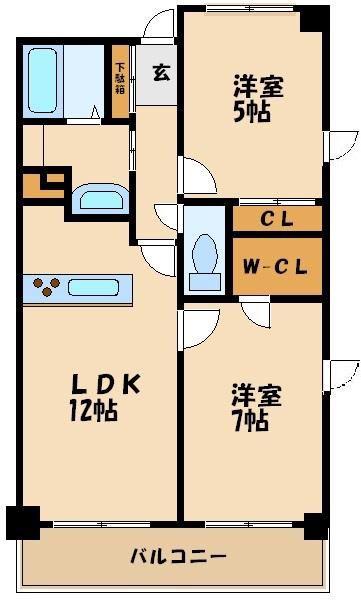 オーキッドスクエア(2LDK/7階)の間取り写真