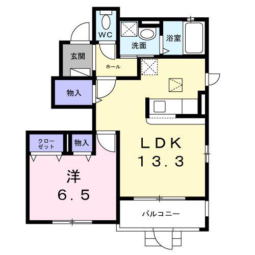 ラッフィナートK(1LDK/1階)の間取り写真