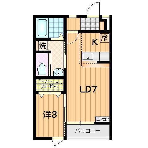 サニーキャッスル(1LDK/2階)の間取り写真