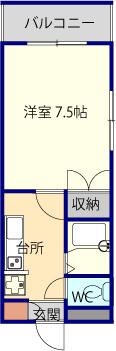 メゾンY・K(1K/2階)の間取り写真