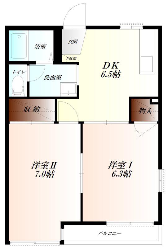 スカイコーポ青山B(2DK/1階)の間取り写真