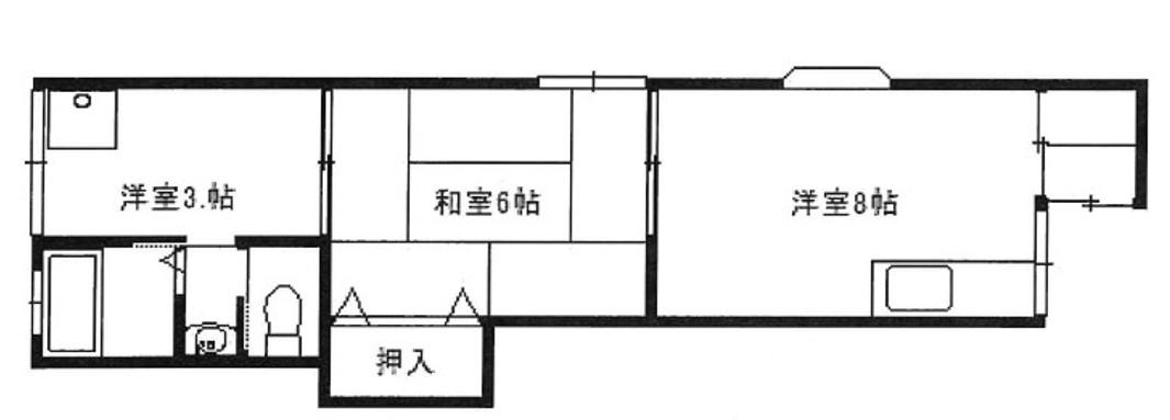 八雲北町大石文化(2DK/2階)の間取り写真