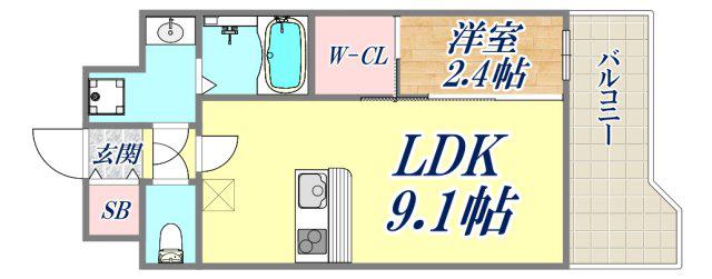 セレニテ神戸駅前アリエ(1LDK/2階)の間取り写真