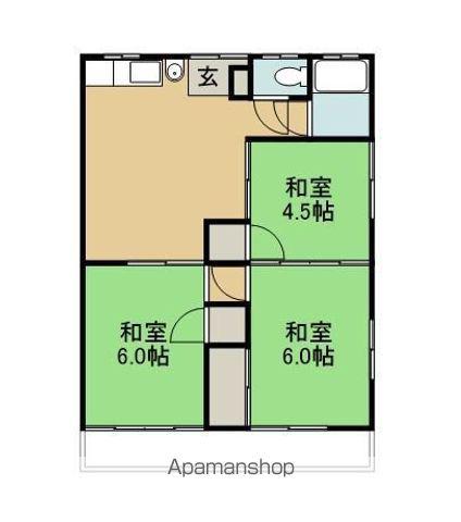 川崎アパート(3DK/2階)の間取り写真