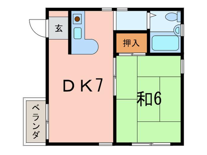 ルミエール東灘(1DK/2階)の間取り写真