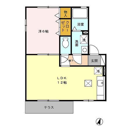 クレールみゆきB棟(1LDK/1階)の間取り写真