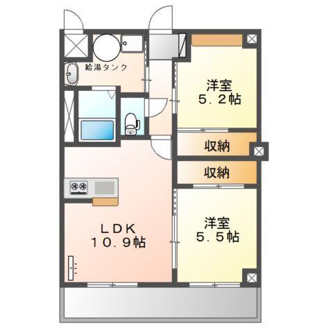 メゾン ド ブレボ(2LDK/3階)の間取り写真