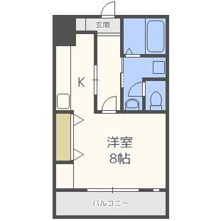 座親ビル(1K/1階)の間取り写真