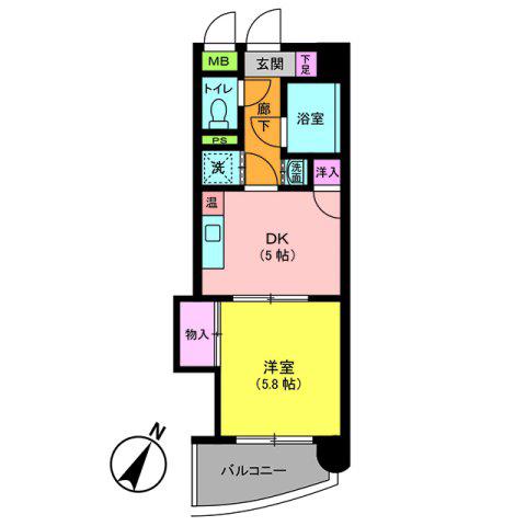 キトミ壱番館(1DK/3階)の間取り写真