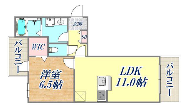 ヴィラージュ山手(1LDK/2階)の間取り写真