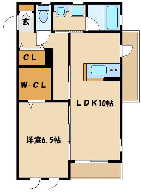 ウェルス本厚木イースト(1LDK/3階)の間取り写真