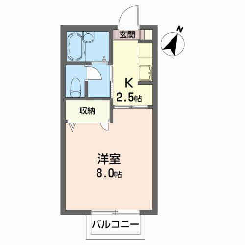 パークコート泉弐番館(1K/2階)の間取り写真