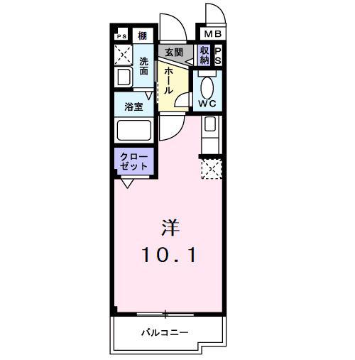 グレイスフルハイツIII(1K/3階)の間取り写真