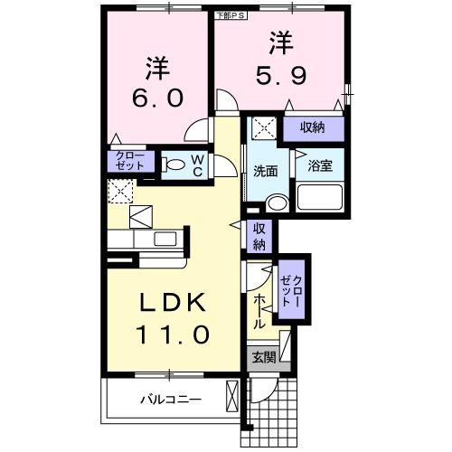 マンハイム4番館(2LDK/1階)の間取り写真