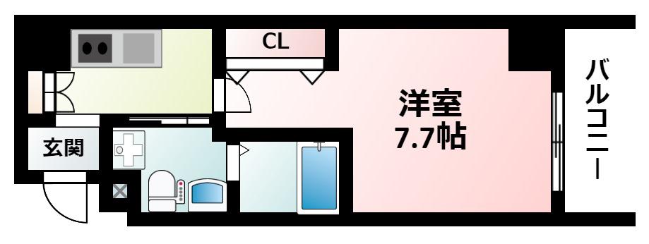 パークヒルズ東三国ヴィジョン(1K/2階)の間取り写真
