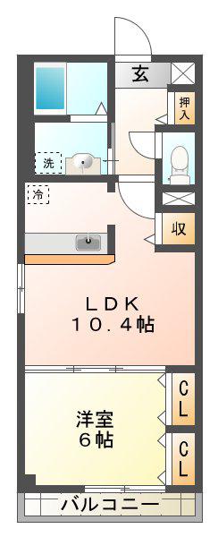 ファウンテンヒルII(1LDK/2階)の間取り写真