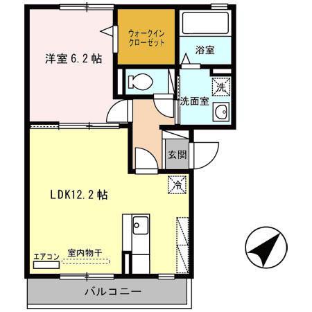 ヴィーブル伏尾(1LDK/2階)の間取り写真