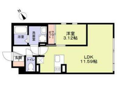ザレジデンス市谷台町(1LDK/3階)の間取り写真