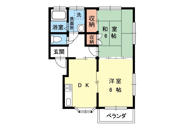 レジデンス千野A(2DK/1階)の間取り写真