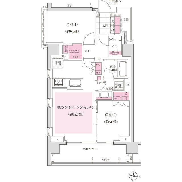 ディームス東陽町 部屋番号0505(2LDK/5階)の間取り写真