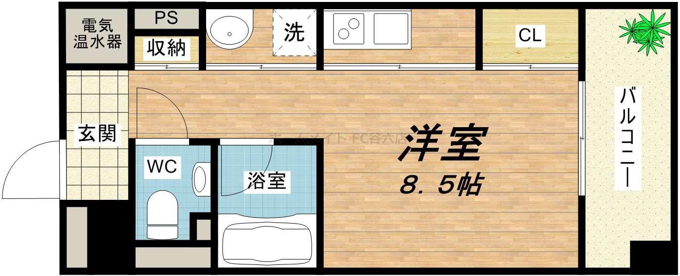 アーバンフラッツ瓦町(ワンルーム/6階)の間取り写真