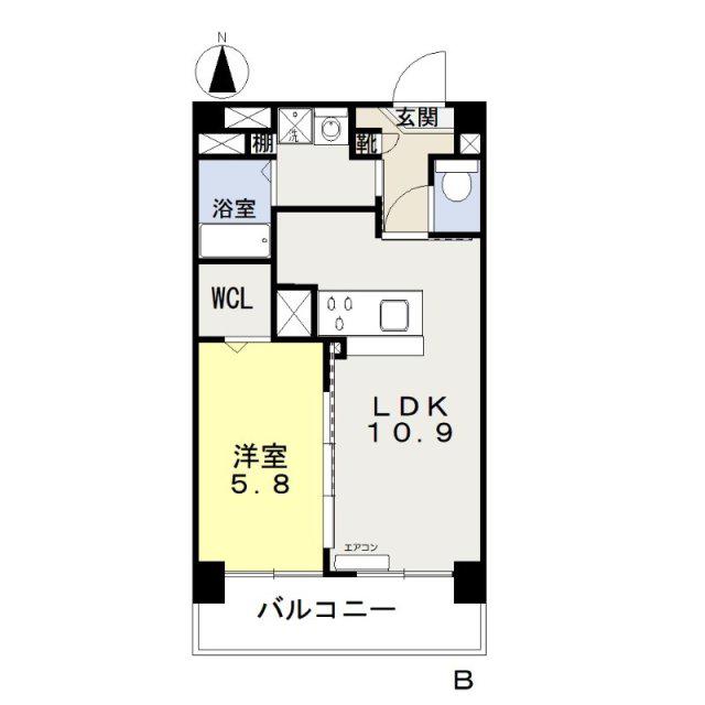 アリビオ高柳(1LDK/5階)の間取り写真
