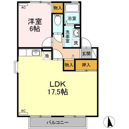 トゥインクル土手内A・B(1LDK/1階)の間取り写真