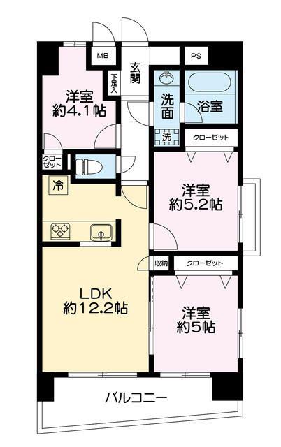 エバーグリーンパレス浅草(3SLDK/3階)の間取り写真