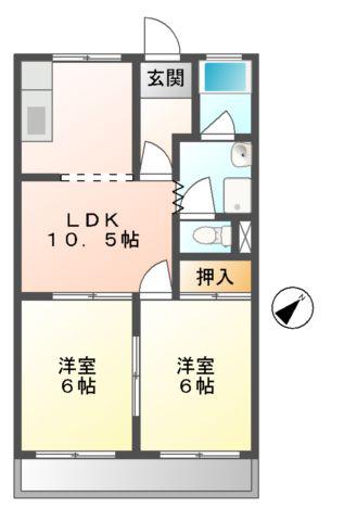 コートプレイスウエスト(2LDK/2階)の間取り写真