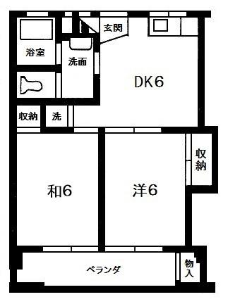 第1ホワイトパレス(2DK/3階)の間取り写真