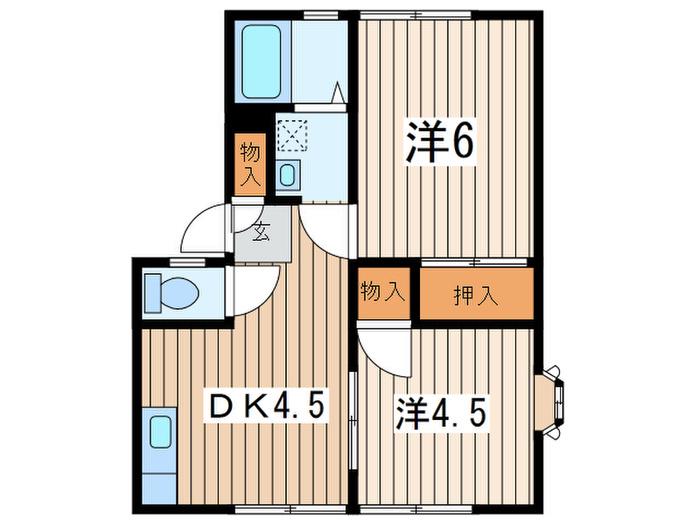 ボナール野比B(2DK/1階)の間取り写真