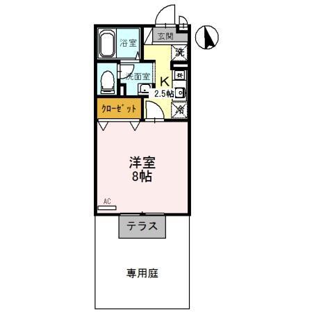 RIOAONOI号館(1K/1階)の間取り写真