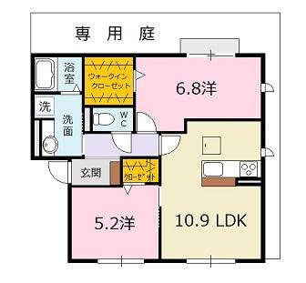 セジュール矢口が丘(2LDK/1階)の間取り写真