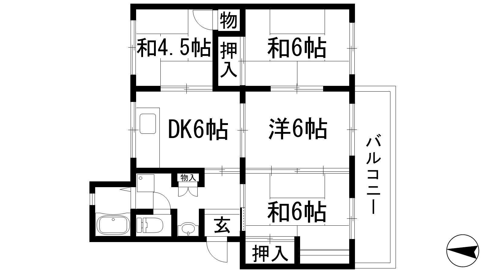 阪急宝塚線 川西能勢口駅 バス乗車時間：18分 最寄りバス停で下車 徒歩3分 5階建 築52年(4DK/3階)の間取り写真