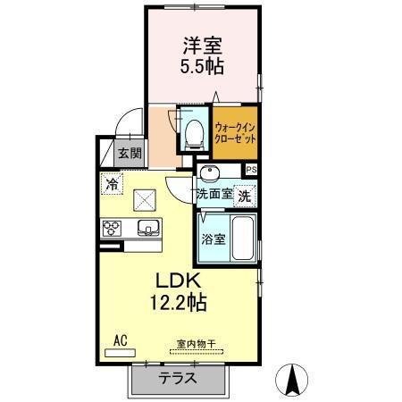 セゾン デ フィーユ(1LDK/1階)の間取り写真