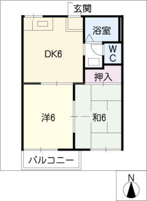 タウニー梶野(2DK/2階)の間取り写真