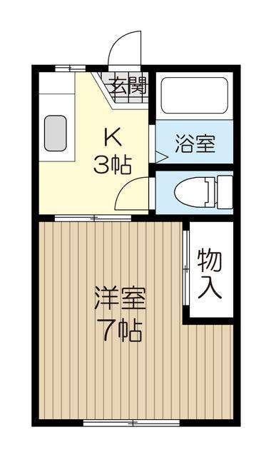 コーポゴルカB(1K/2階)の間取り写真