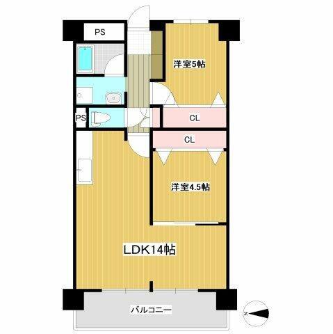 コンヤスビル(2LDK/7階)の間取り写真