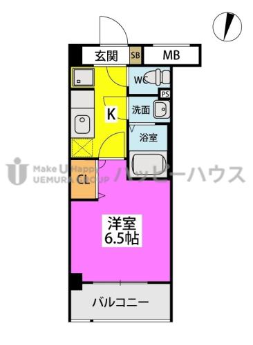 SOL周船寺(1K/6階)の間取り写真