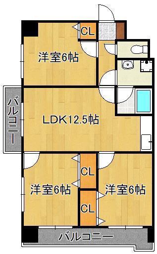 第5晴和ビル(3LDK/3階)の間取り写真