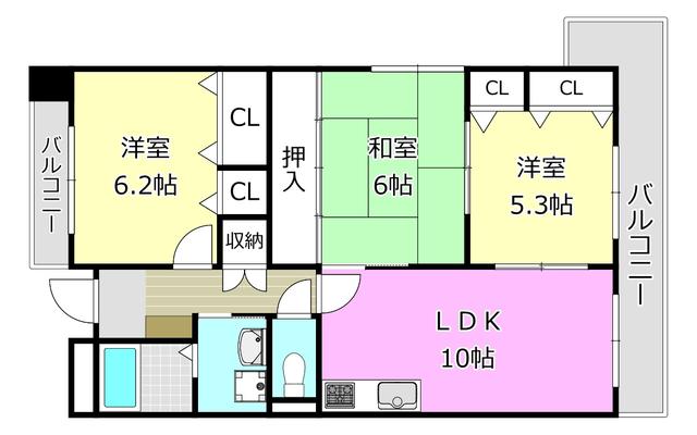 カモミール・ブラン(3LDK/6階)の間取り写真