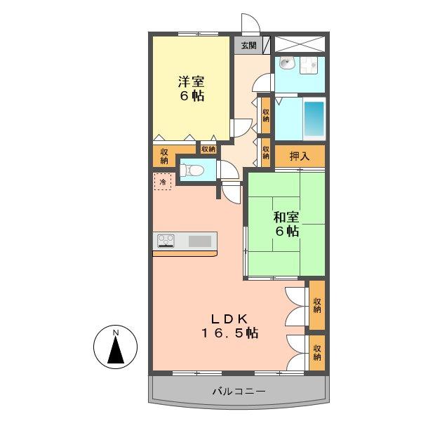 リラヴェルドミール(2LDK/8階)の間取り写真