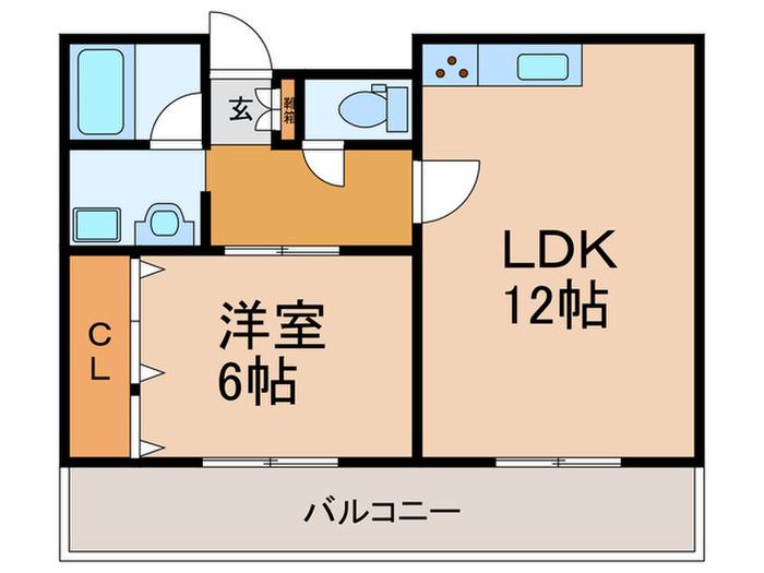 ファミリアモモ(1LDK/3階)の間取り写真