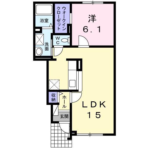 CALMEANGE(1LDK/1階)の間取り写真