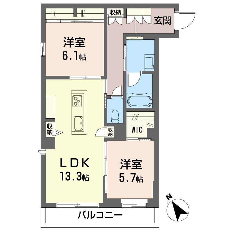 エフローレ東越谷リヴ・ゴーシュ(2LDK/1階)の間取り写真