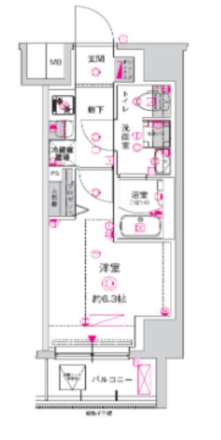 CREST TAPP川崎港町(1K/2階)の間取り写真