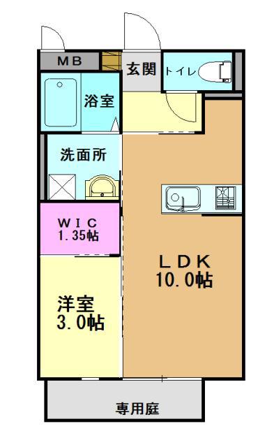 プレミアムメゾン(1LDK/1階)の間取り写真