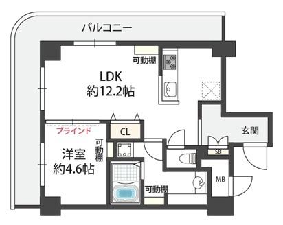 近鉄リバーサイドマンション(1LDK/5階)の間取り写真