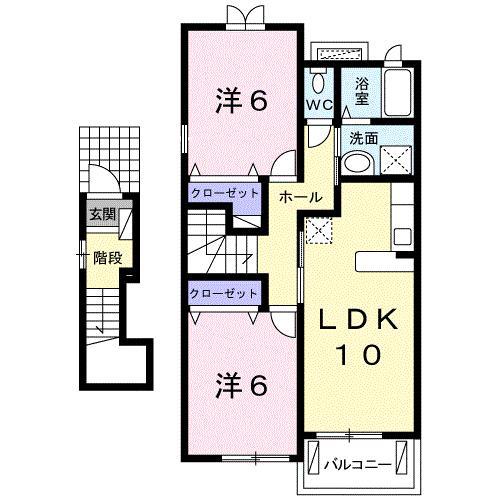 ヴァンベ-ル(2LDK/2階)の間取り写真