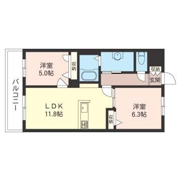 GRAND FOREST 29(2LDK/2階)の間取り写真